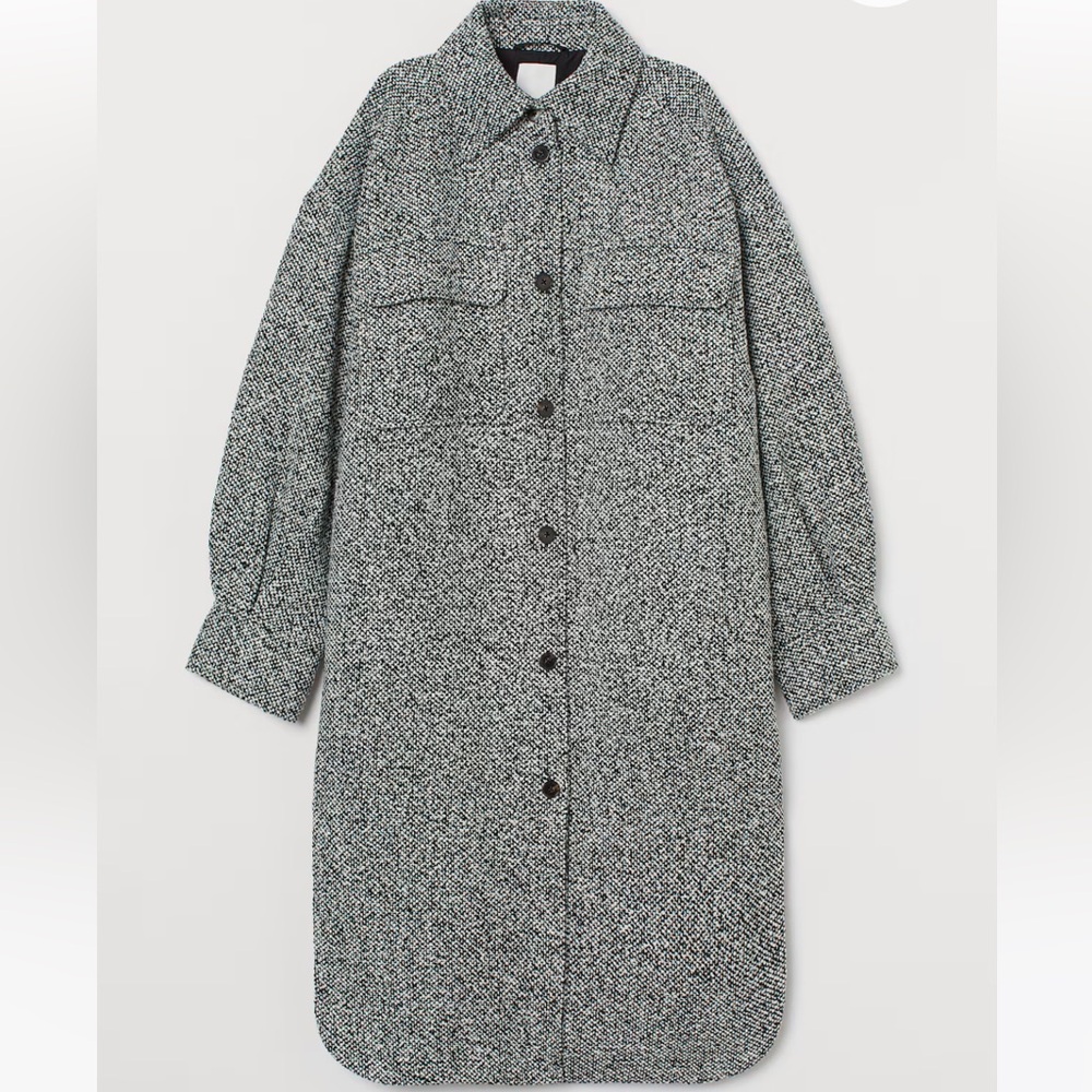 H&M black and white long jacket